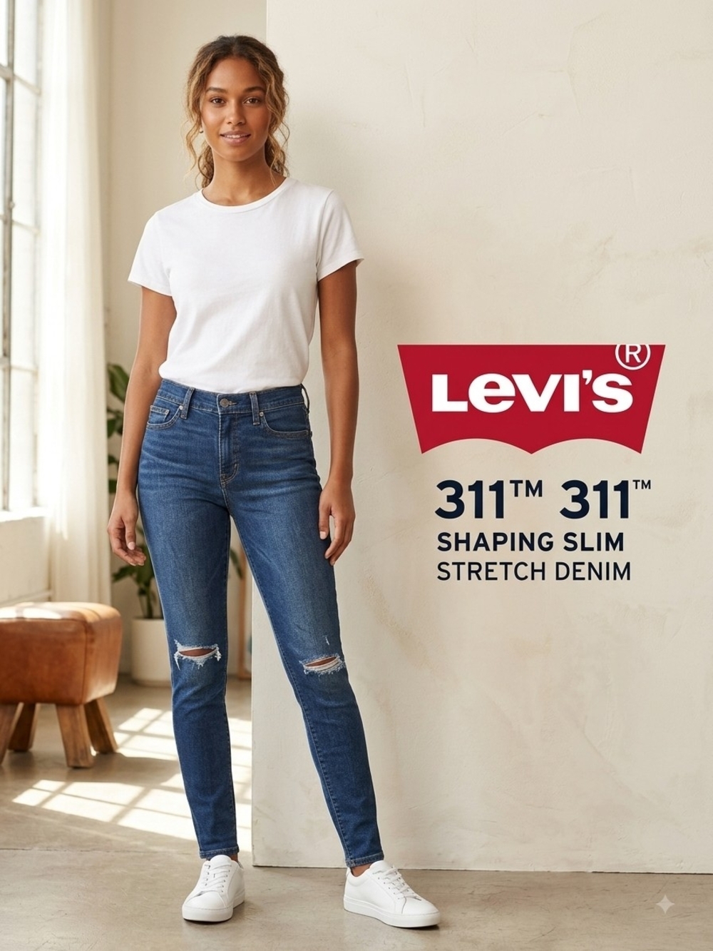 Levi's 311 Shaping Slim Distressed Skinny Jeans in Blue